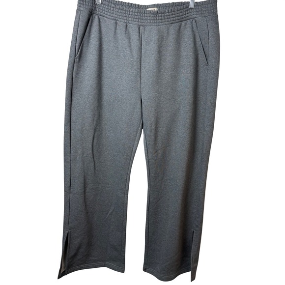 Pact Pants - Pact Sweatpants Womens XXL Grey Wide Leg Split Hem Athleisure Loungewear